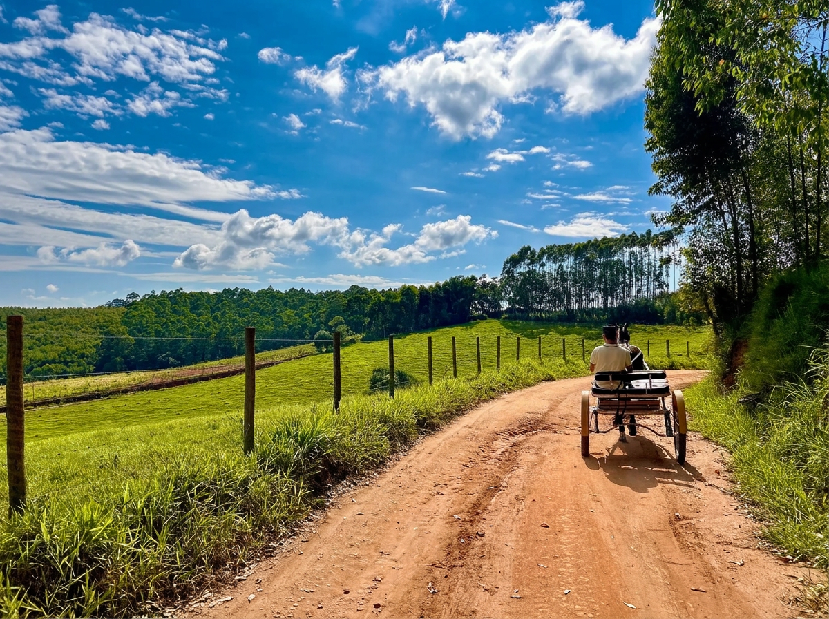 Paisagem rural do Morro Azul com vegetação e vista aberta para o vale
